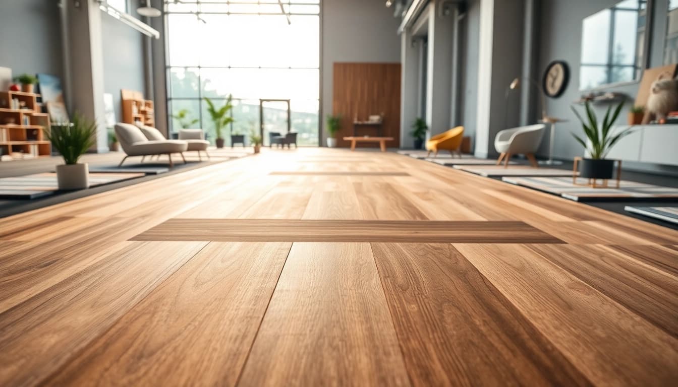 Explore various luxury vinyl flooring options near me in a stylish showroom setting.