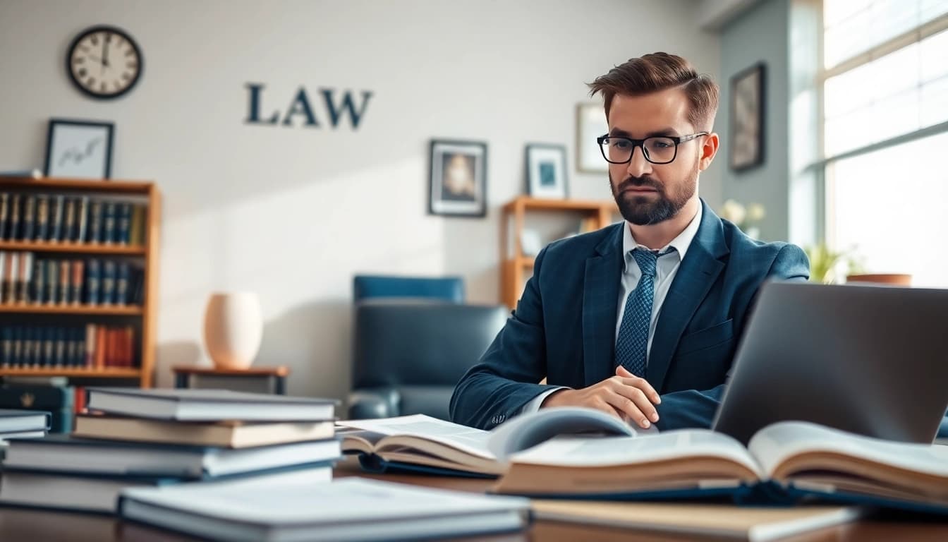 Clearwater truck accident attorney reviewing case files in a professional law office setting.