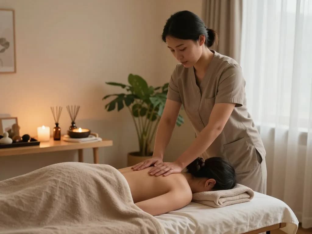 Professional Swedish massage therapy session at https://www.makangs.com/ with serene ambiance and therapist providing care.