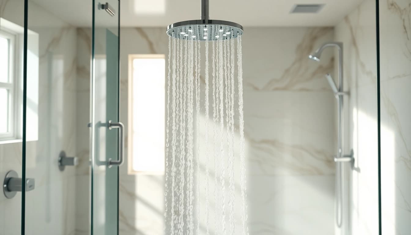 Experience elegant showers featuring a luxurious modern design and soothing atmosphere.
