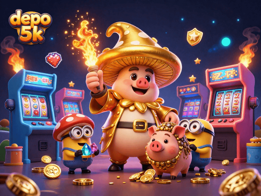 Engage in the excitement of gambling with depo 5k in this vibrant 3D casino world filled with treasures.