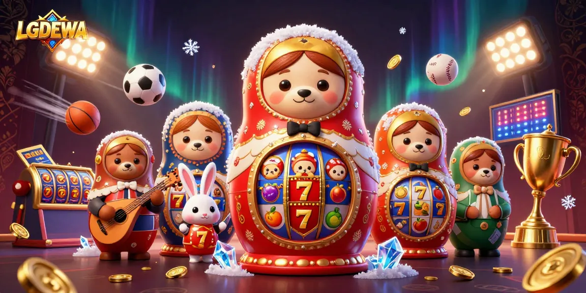 Win big with LGODEWA’s vibrant 3D illustration of dynamic slot and casino elements.