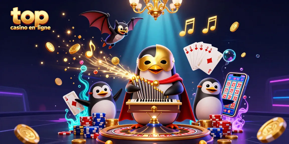 Gagnez en jouant sur le top casino en ligne avec une illustration vibrante et dynamique des jeux de casino.