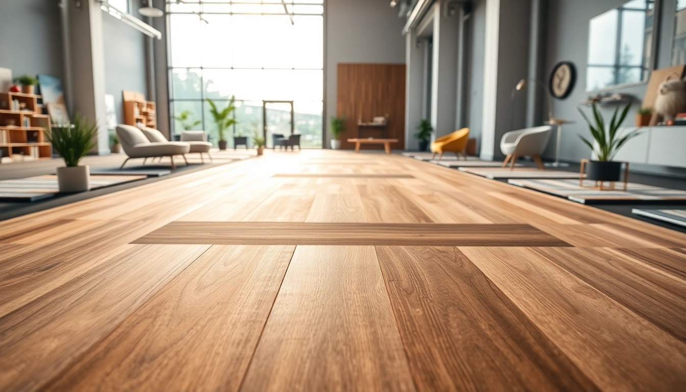 Explore various luxury vinyl flooring options near me in a stylish showroom setting.
