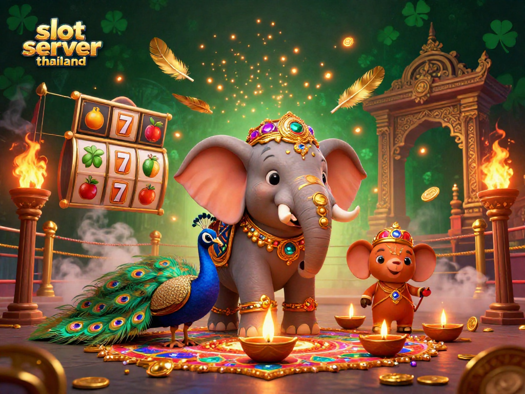 Engage with slot server thailand through an ultra-detailed 3D casino illustration featuring vibrant characters.
