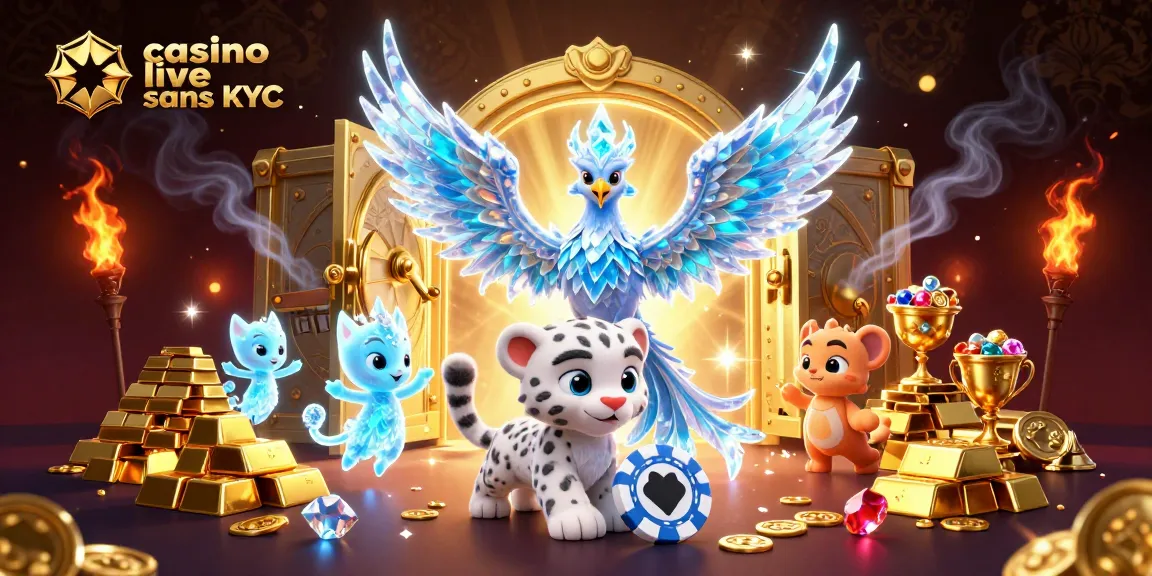 Jouez au casino live sans KYC avec le phoenix de glace et le léopard des neiges entourés d'or.