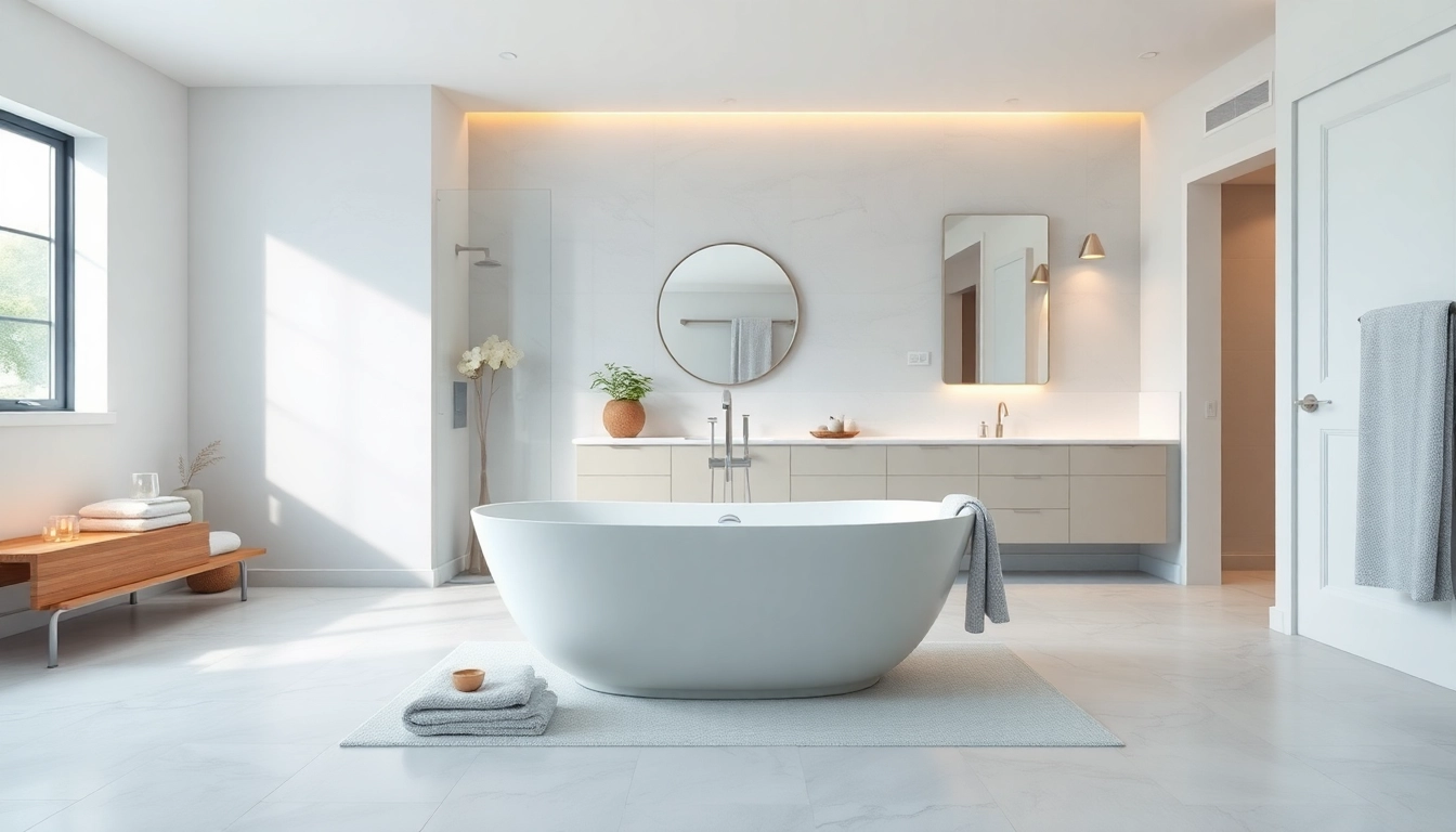 View of modern bathroom renovation cost highlighting a stylish bathtub and elegant decor.