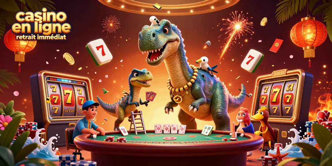 Profitez du casino en ligne retrait immédiat avec un brontosaurus et un raptor animant une scène riche.