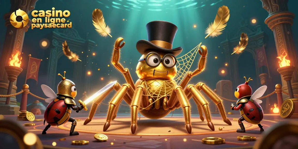 Plongez dans l'univers du casino en ligne Paysafecard avec une illustration captivante mélangeant des personnages uniques et des éléments de jeu.