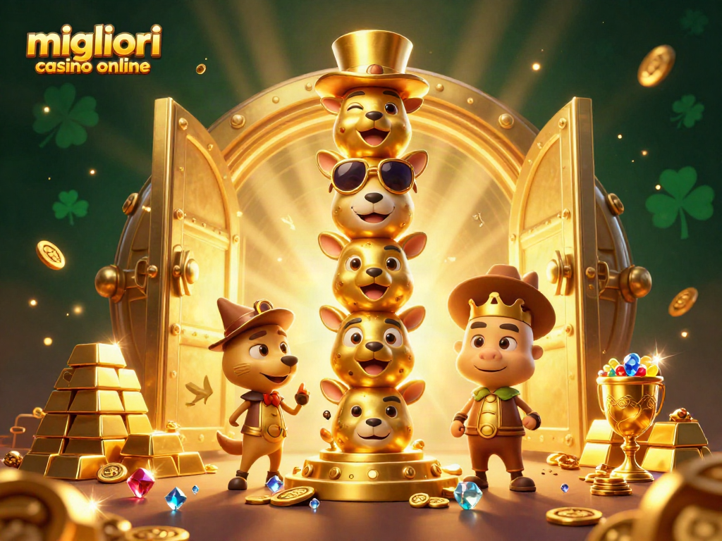 Gioca nei migliori casino online con un totem d'oro circondato da tesori scintillanti.