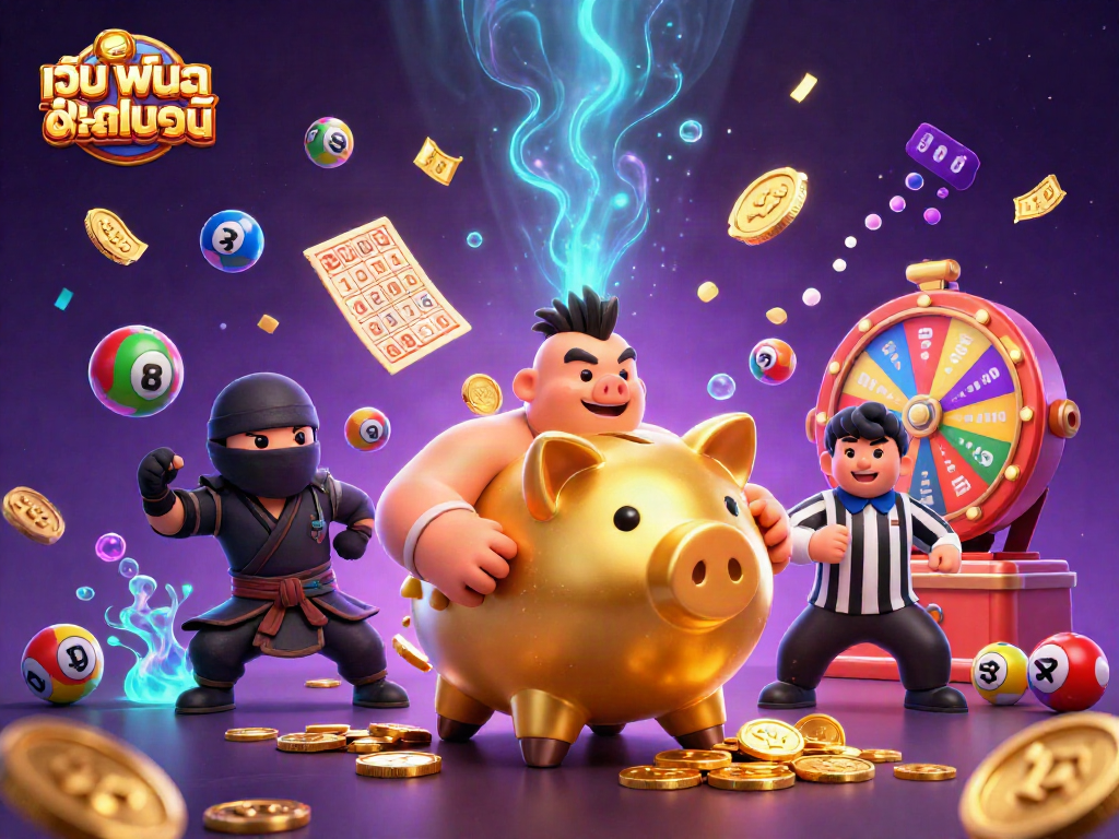 เกมพนันออนไลน์ เว็บ พนัน ออนไลน์ กับภาพประกอบที่แสดงถึงการสู้ระหว่างซูโม่และนินจาในบรรยากาศที่มีสีสัน