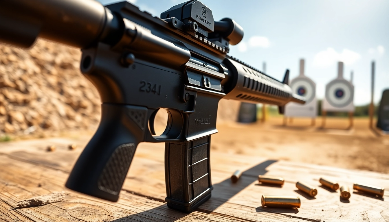 AR-15 featuring the forced reset trigger ar 15 mechanism in action at a shooting range.
