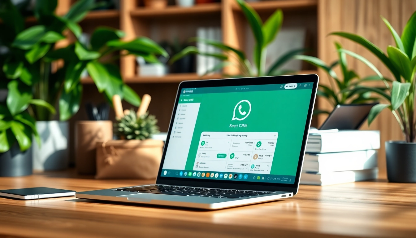 Enhance customer interactions with WhatsApp Smart CRM on a modern laptop.
