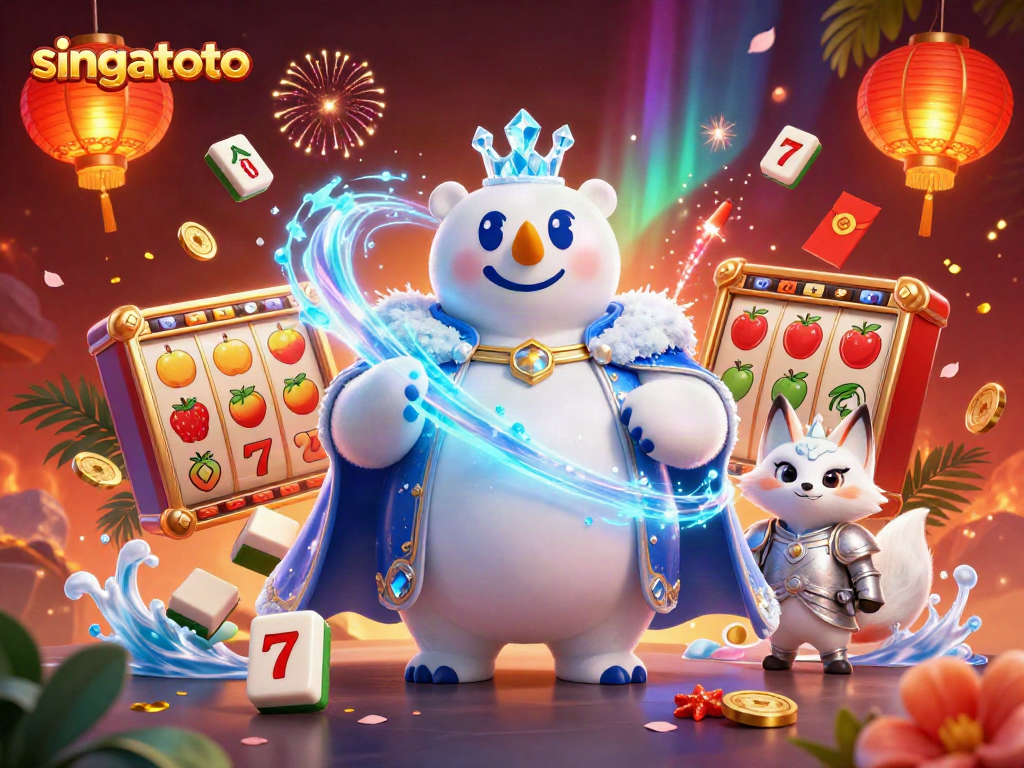 Engage in thrilling winning strategies with singatoto's vibrant slots and lucky symbols in a dynamic scene.
