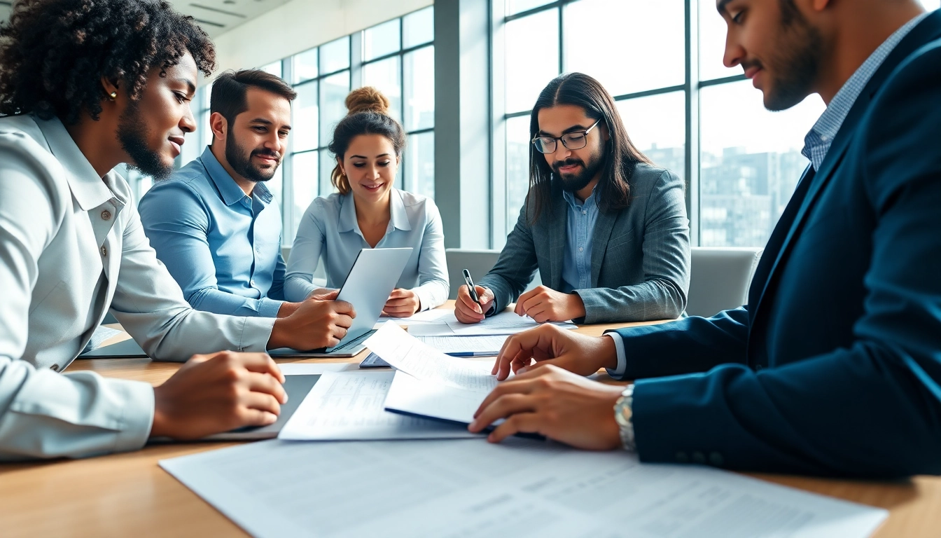 Facilitating Online LLC registration with entrepreneurs collaborating effectively in a modern workspace.