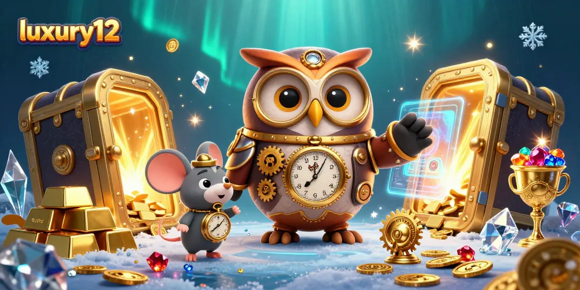 Experience luxury12 with a vibrant casino scene featuring playful characters, sparkling treasures, and dynamic elements.