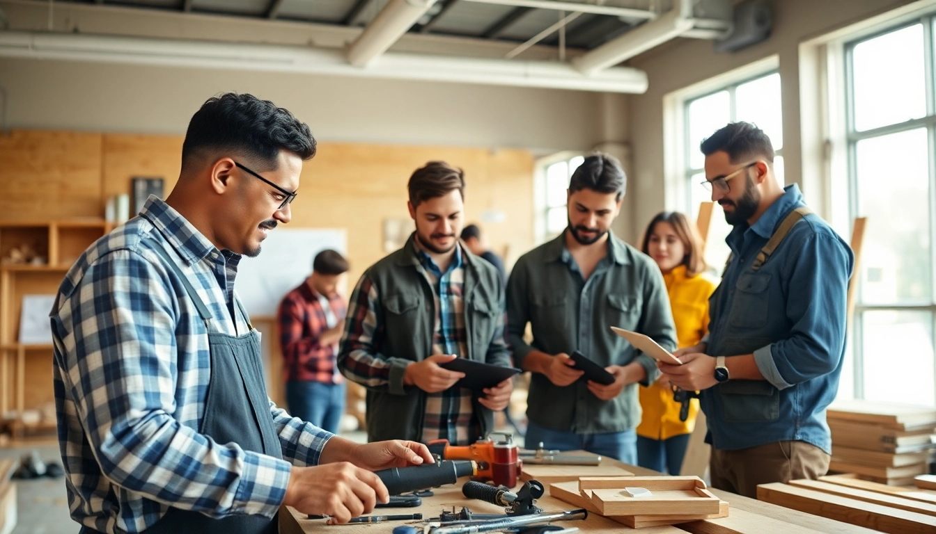 Engaged apprentices in contractor apprenticeship program learning tools and techniques.