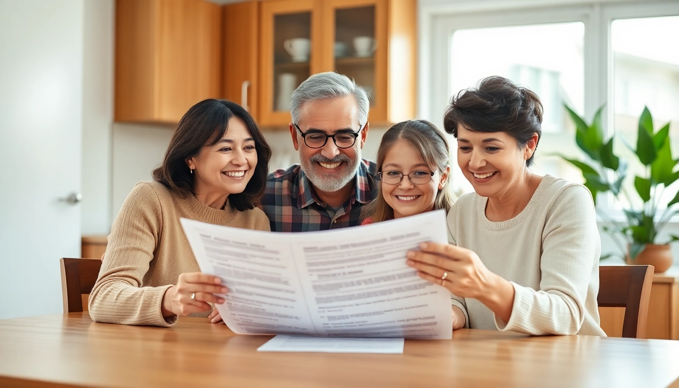 Family reviewing an auto protection plan, showcasing peace of mind.