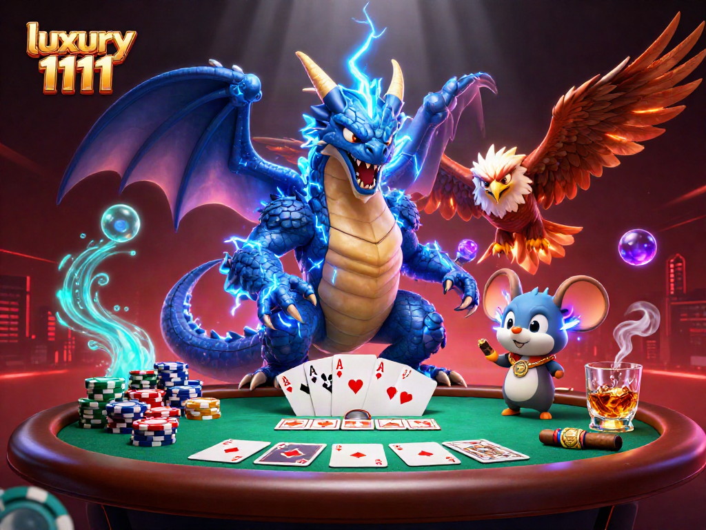 Permainan dari luxury 1111 dengan naga petir dan elang bercahaya di meja poker