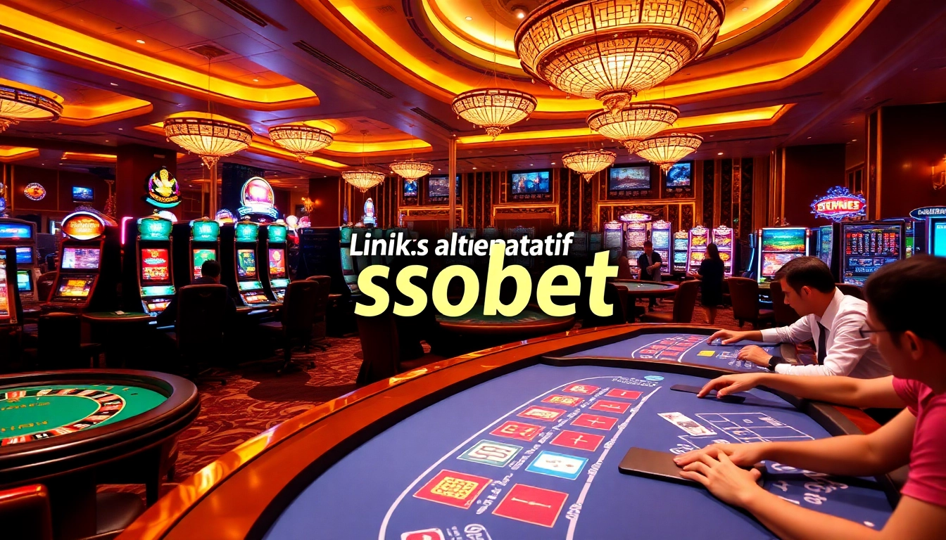 Experience the excitement of llink alternatif sbobet at a luxurious casino with vibrant gaming tables.