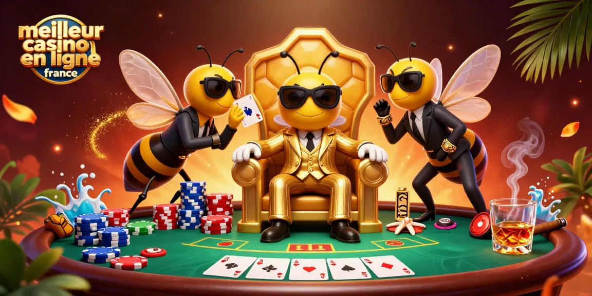 Visualisez le meilleur casino en ligne France avec nos personnages de jeu animés au cœur d'une scène dynamique.