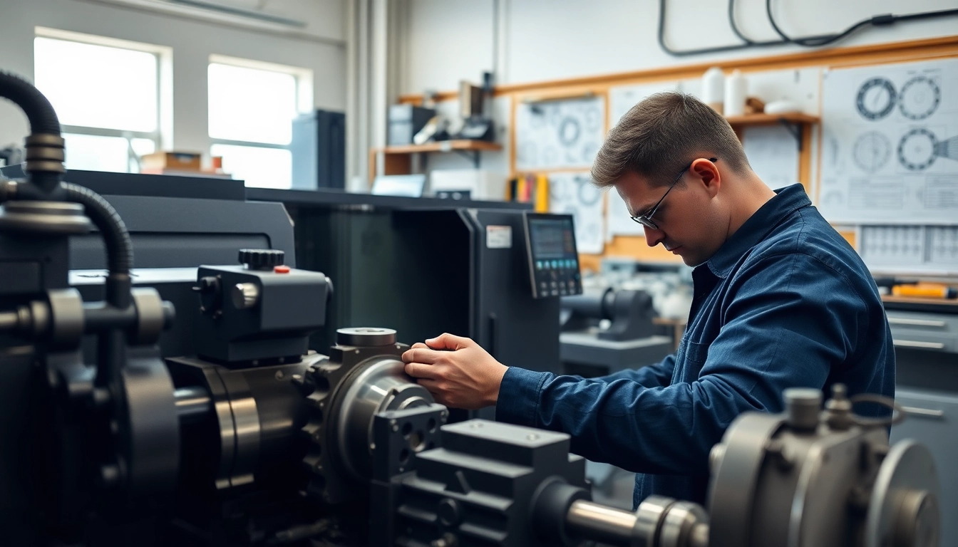 Machinist producing custom part manufacturer components in a professional workshop.