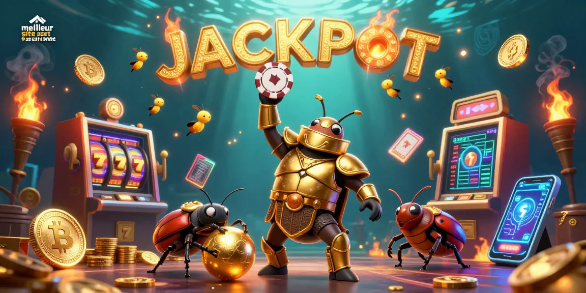 Venez découvrir le meilleur site de pari en ligne avec un héros en armure dorée et un jackpot lumineux.
