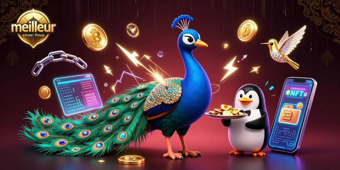 Visuel dynamique représentant le meilleur casino en ligne France, avec un paon et un pingouin majordome.