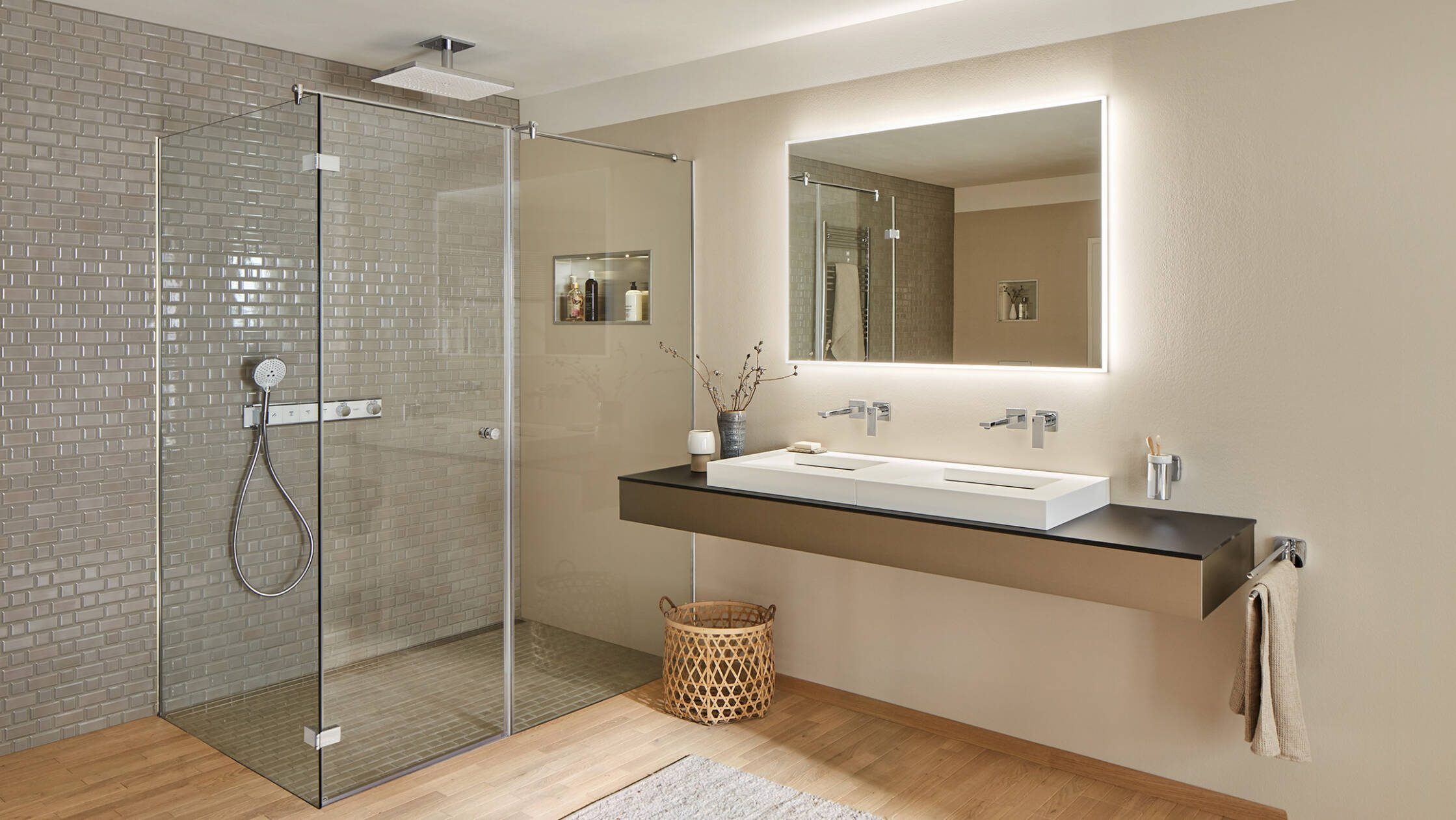 How a Black Shower Door Complements Various Bathroom Themes