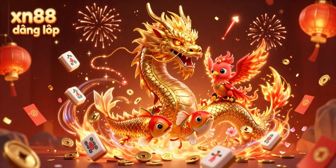Experience the excitement of xn88 đăng nhập with a vibrant 3D casino-themed illustration full of dynamic elements.