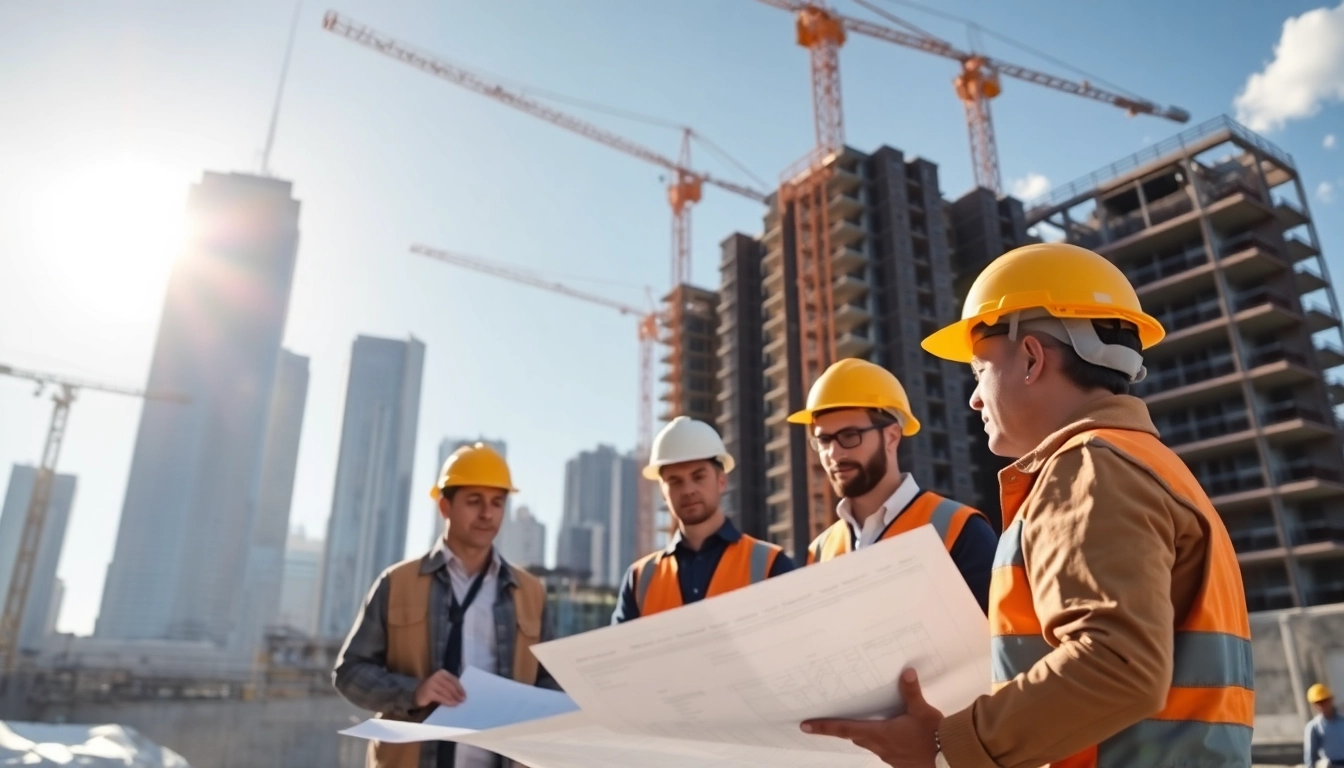 Manhattan Commercial General Contractor supervising a bustling construction site with team collaboration.