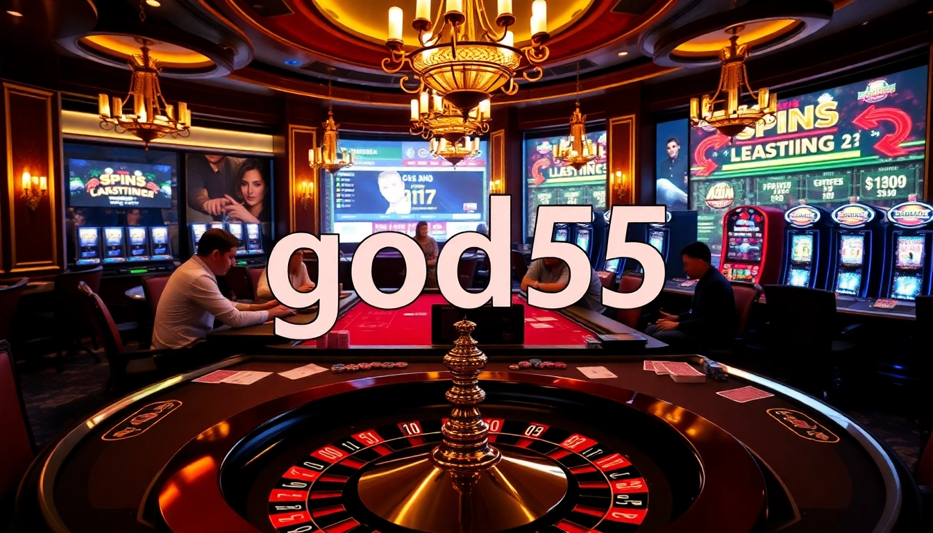 Players enjoying a high-stakes poker game at god55 casino, showcasing excitement and luxury.