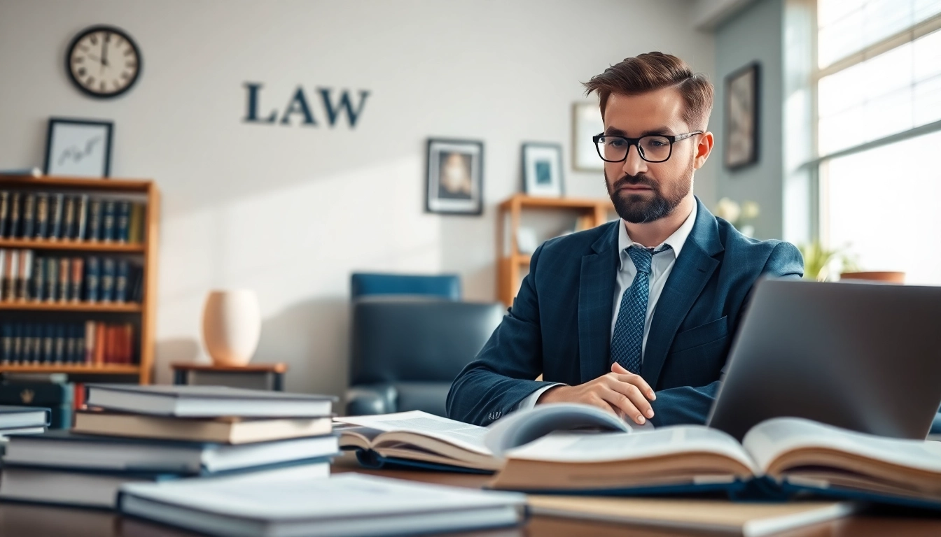 Clearwater truck accident attorney reviewing case files in a professional law office setting.