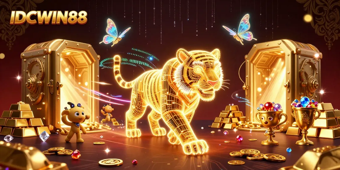 Experience thrilling gameplay at IDCWIN88 with a vibrant casino scene filled with treasures.