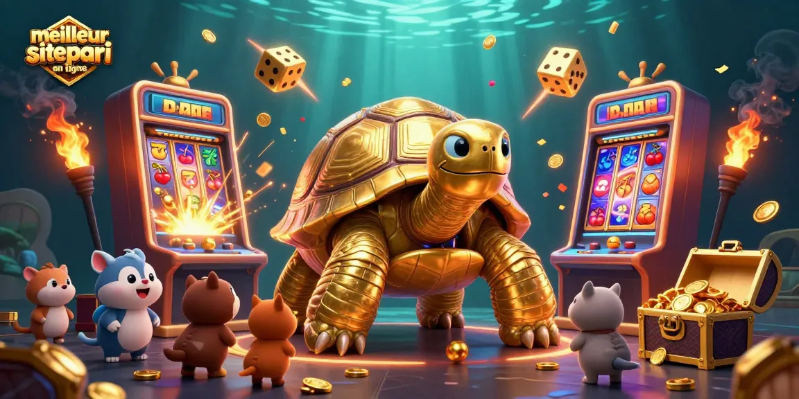 Jouer sur le meilleur site de pari en ligne avec une tortue en or et des machines à sous éblouissantes.