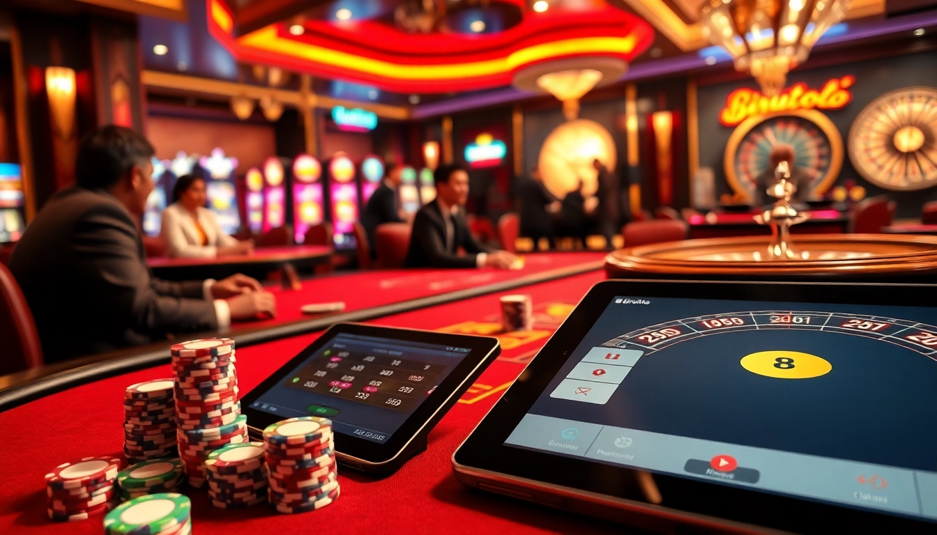 Enjoy thrilling gameplay at birutoto with poker chips and elegant casino tables in a vibrant atmosphere.