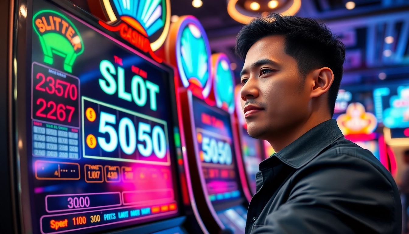 Menangkan slot bet 50 perak dengan pemain bersemangat di kasino yang hidup.