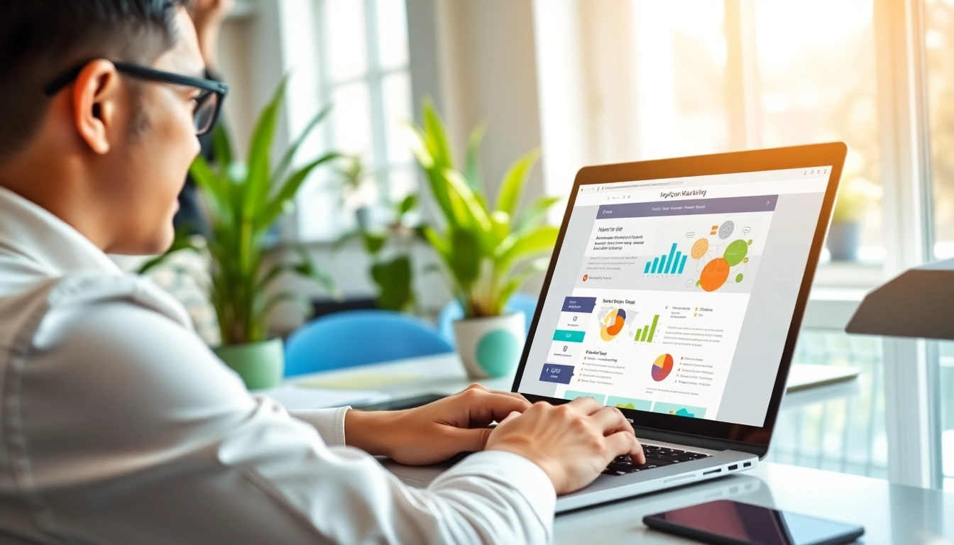 Crafting an effective hubspot marketing email in a vibrant office space with engaging visuals.