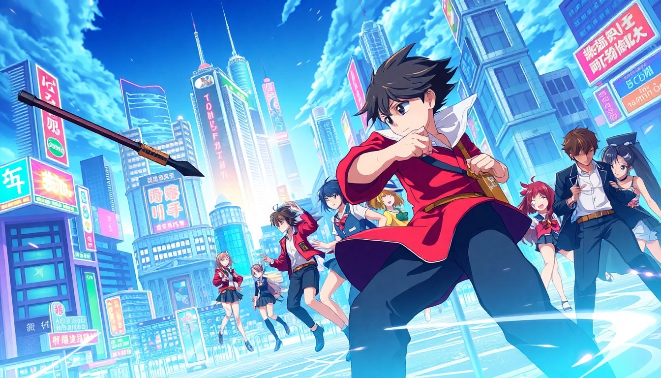 Enjoy watching anime series online with vibrant characters and dynamic cityscapes.