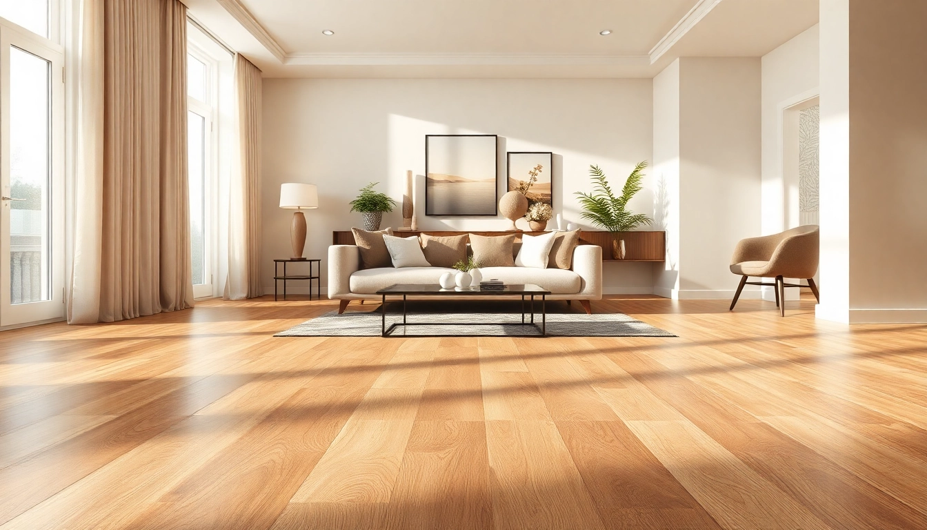 Carrelage imitation parquet dans un salon moderne avec une décoration élégante.
