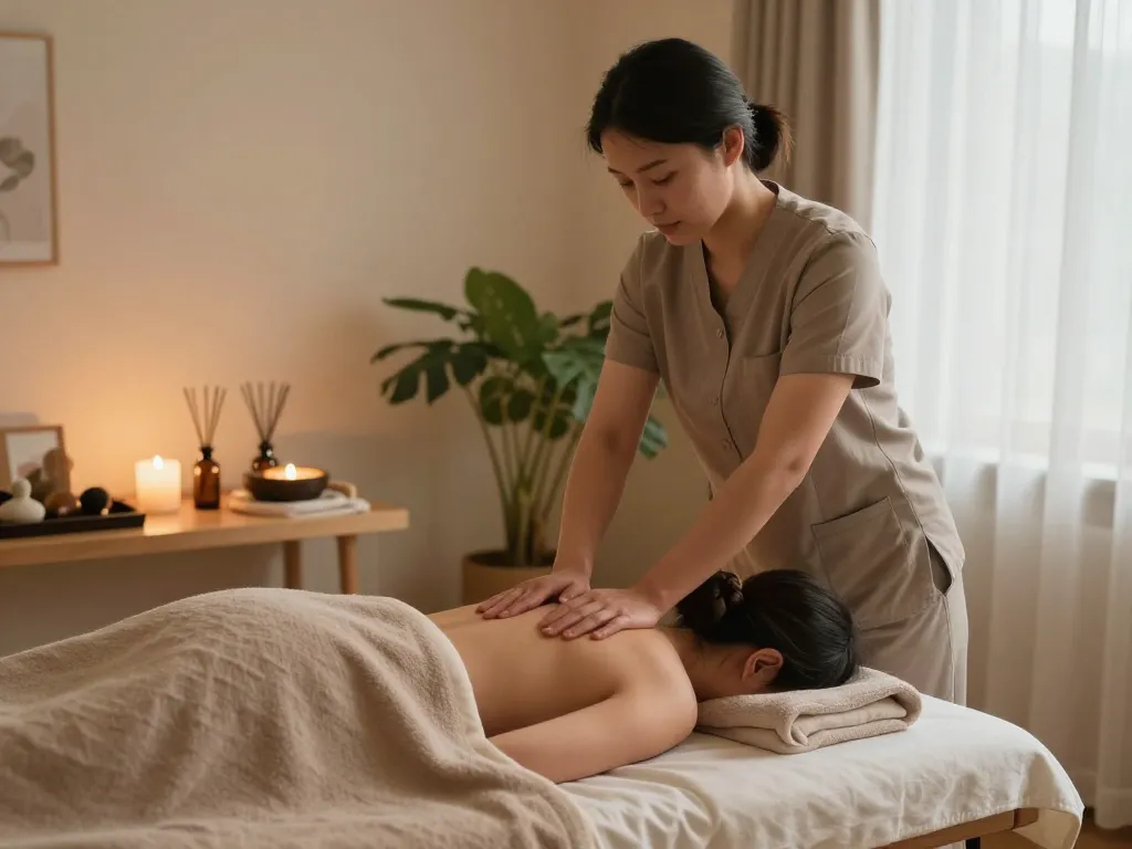 Professional Swedish massage therapy session at https://www.makangs.com/ with serene ambiance and therapist providing care.