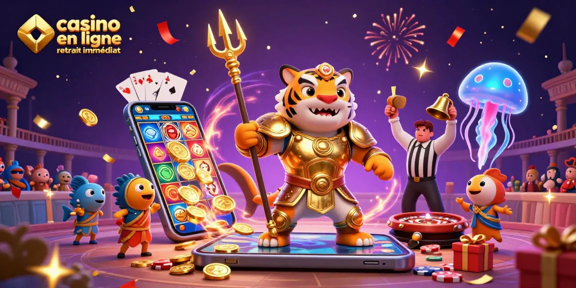 Profitez d'un casino en ligne retrait immédiat avec un requin-tigre en armure dans une scène immersive.
