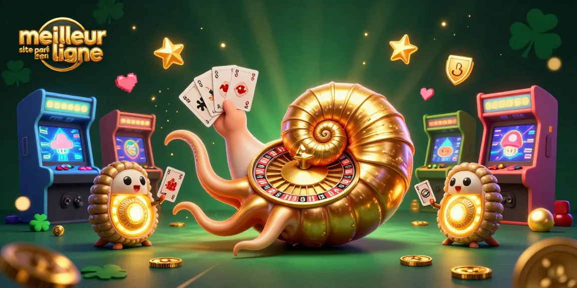 Le meilleur site de pari en ligne présente une scène dynamique de casino 3D avec un nautilus géant et des jeux lumineux.