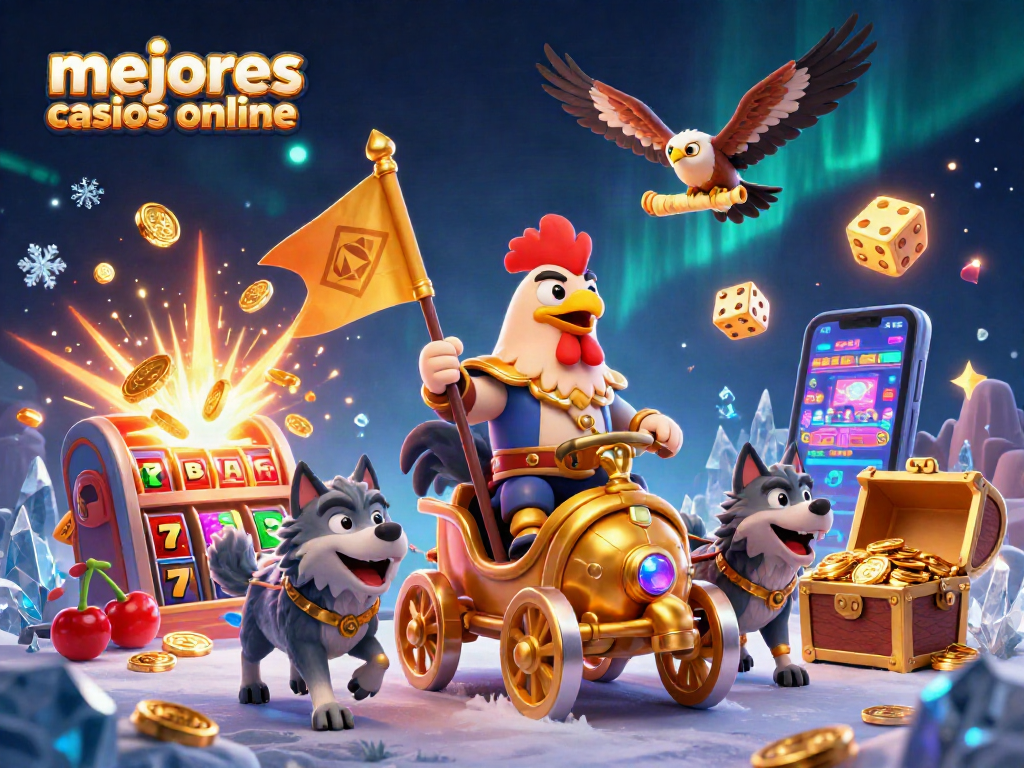 Descubre los mejores casinos online mientras juegas en un emocionante carro dorado cargado de premios.