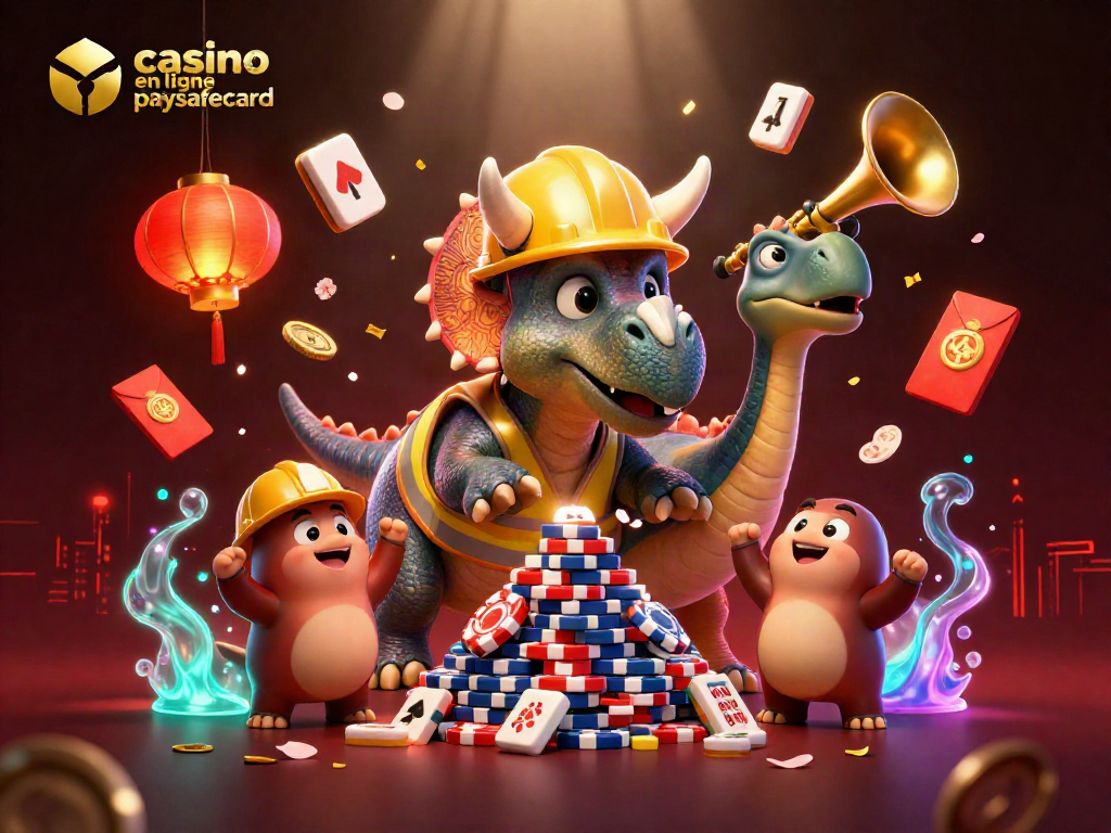 Jouez dans un casino en ligne payafecard avec des personnages animés célébrant la victoire.