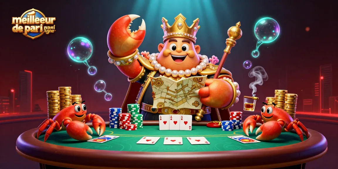 Découvrez le meilleur site de pari en ligne avec une scène fascinante de poker et un crabe empereur doré.