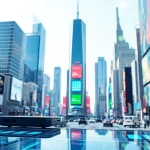 Showcasing advanced Technology gadgets in a busy urban landscape, highlighting innovations.