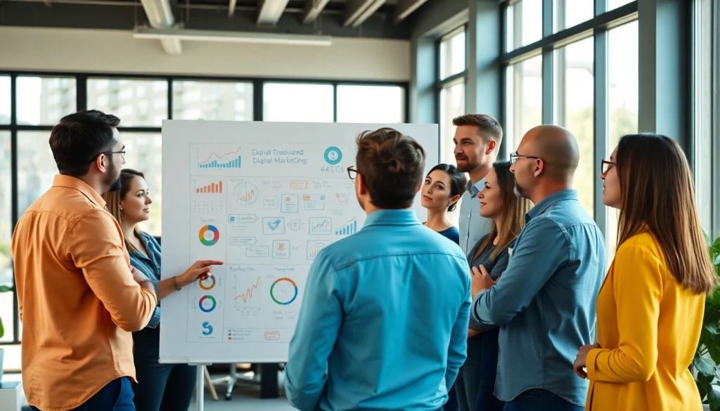 Team collaborating effectively on Good Wolf Marketing strategies in a bright, modern office.