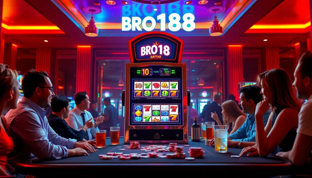 Permainan slot bro138 slot yang menarik dengan suasana kasino yang hidup.