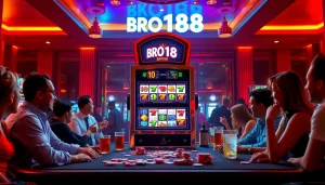 Permainan slot bro138 slot yang menarik dengan suasana kasino yang hidup.